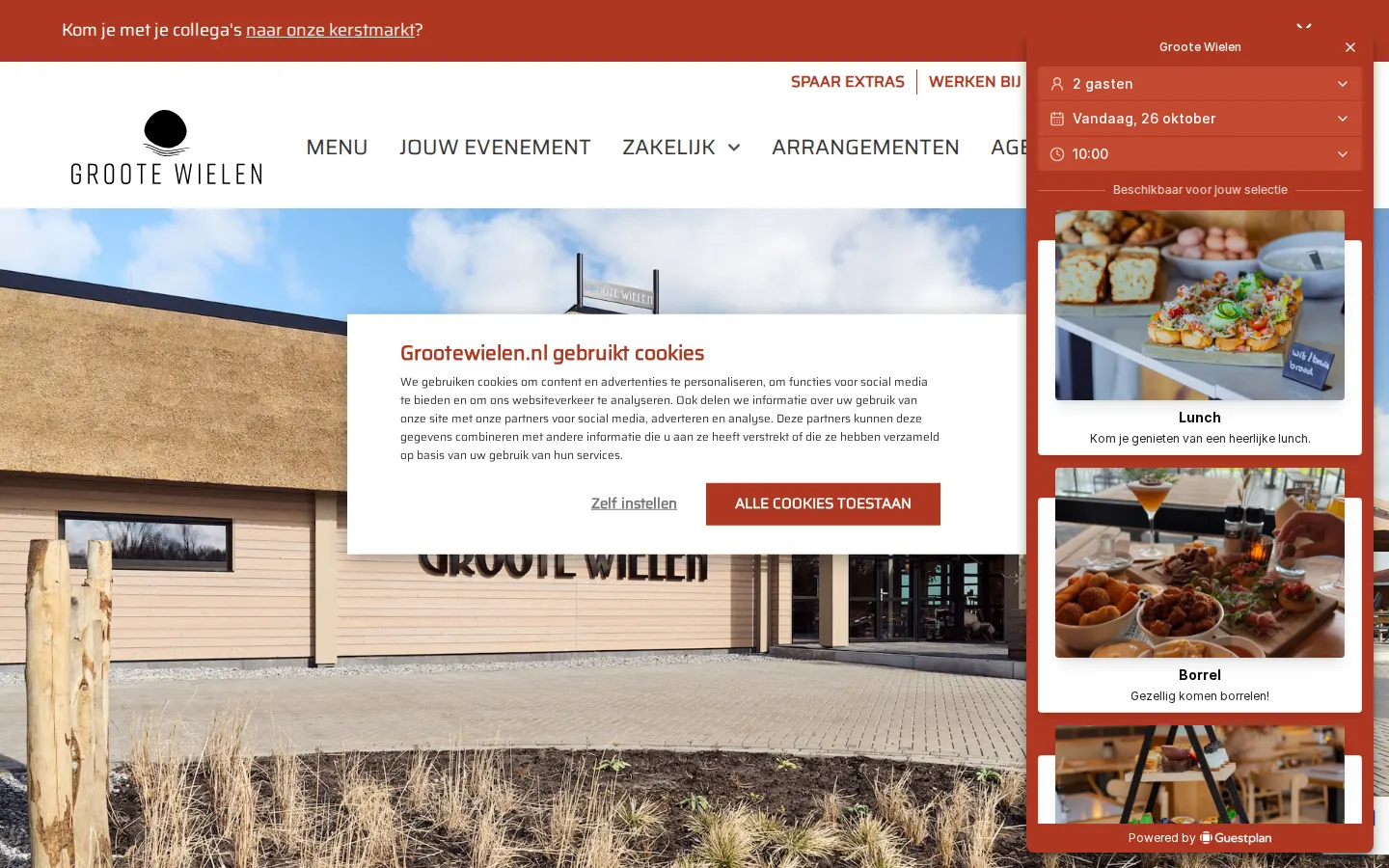Huidige homepage van Groote Wielen op een laptop